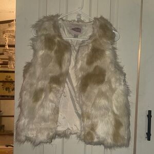 Faux Fur Vest in Cream and Tan